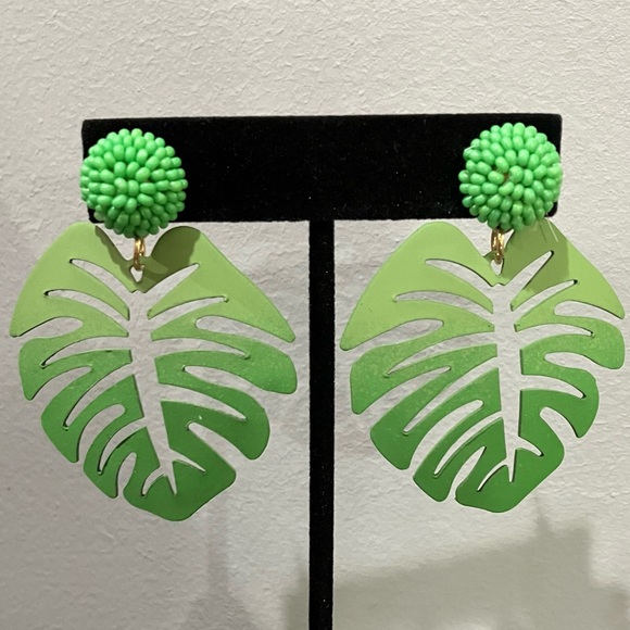 Jewelry - Green Leaf Statement Earrings